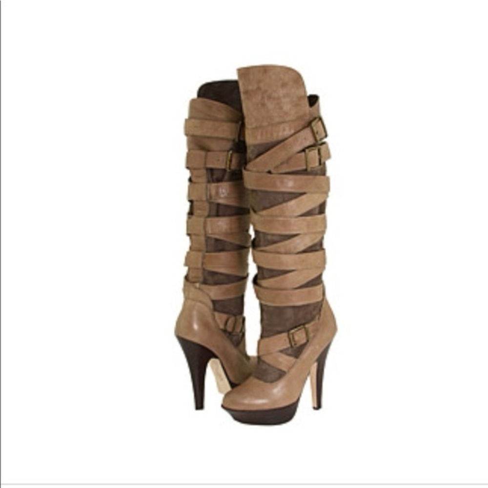 bebe Multi-Tone Strappy Heeled Boots